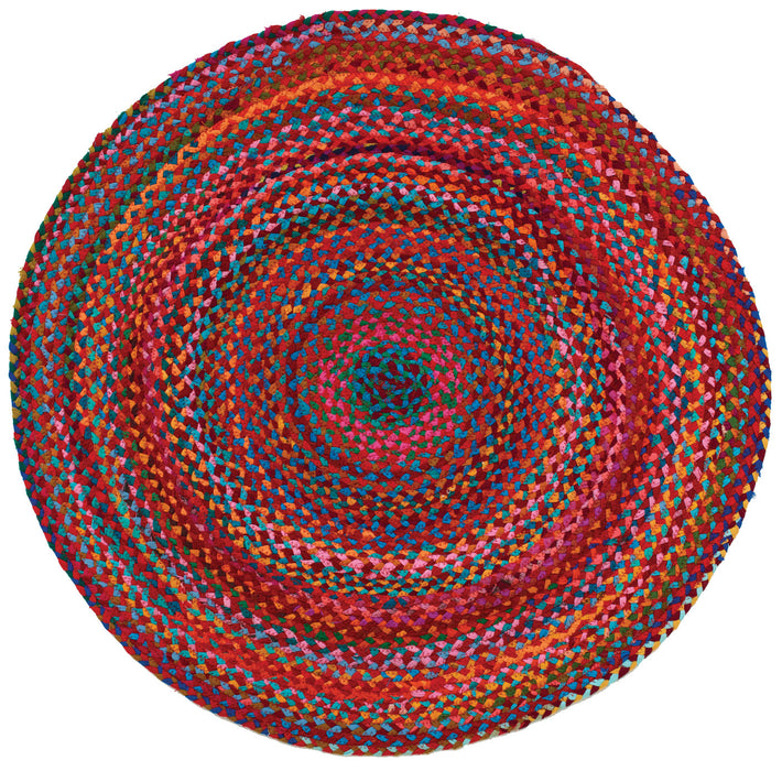 Carnivale Hand Braided Cotton Chindi Round Accent Rug