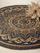 Isabella Hand Printed Mandala Handwoven Natural Fiber Jute Rug 