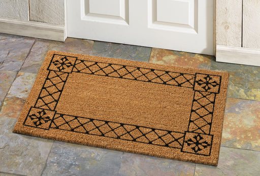 Medallion Corners Natural Fibers Printed Coir Doormat 24x36