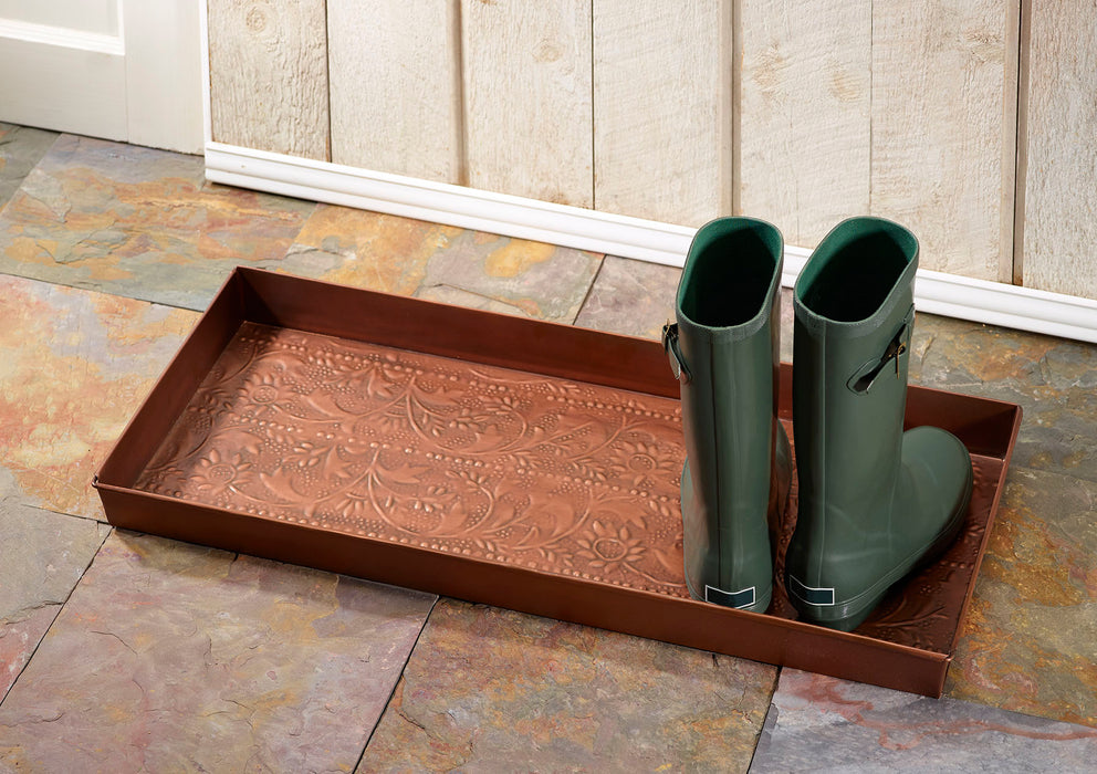 Classic Scroll Antique Copper Boot Tray