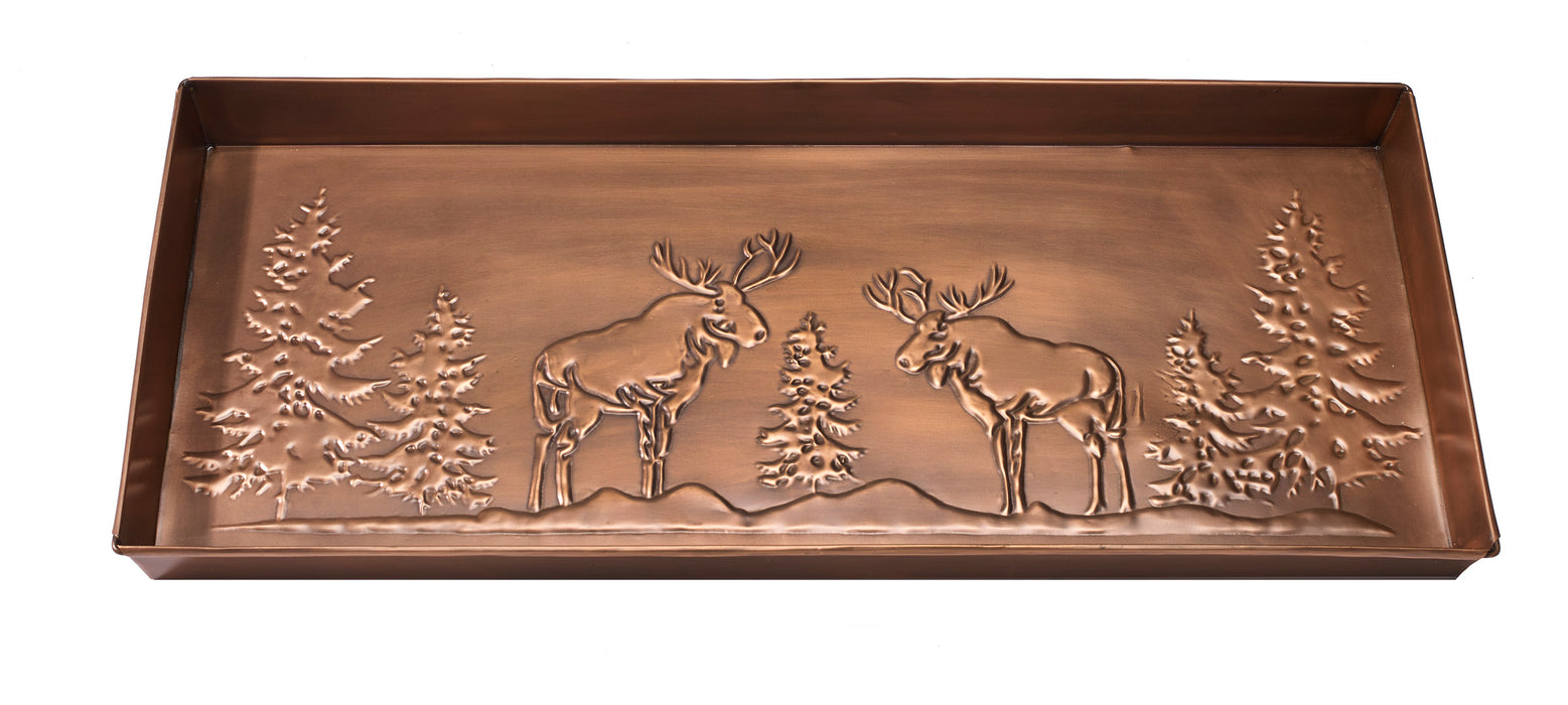 Moose Antique Copper Metal Boot Tray 30x13