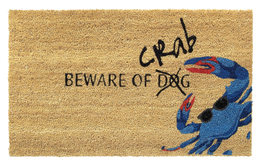 Beware of Crab Natural Fiber Printed Coir Doormat 18x30