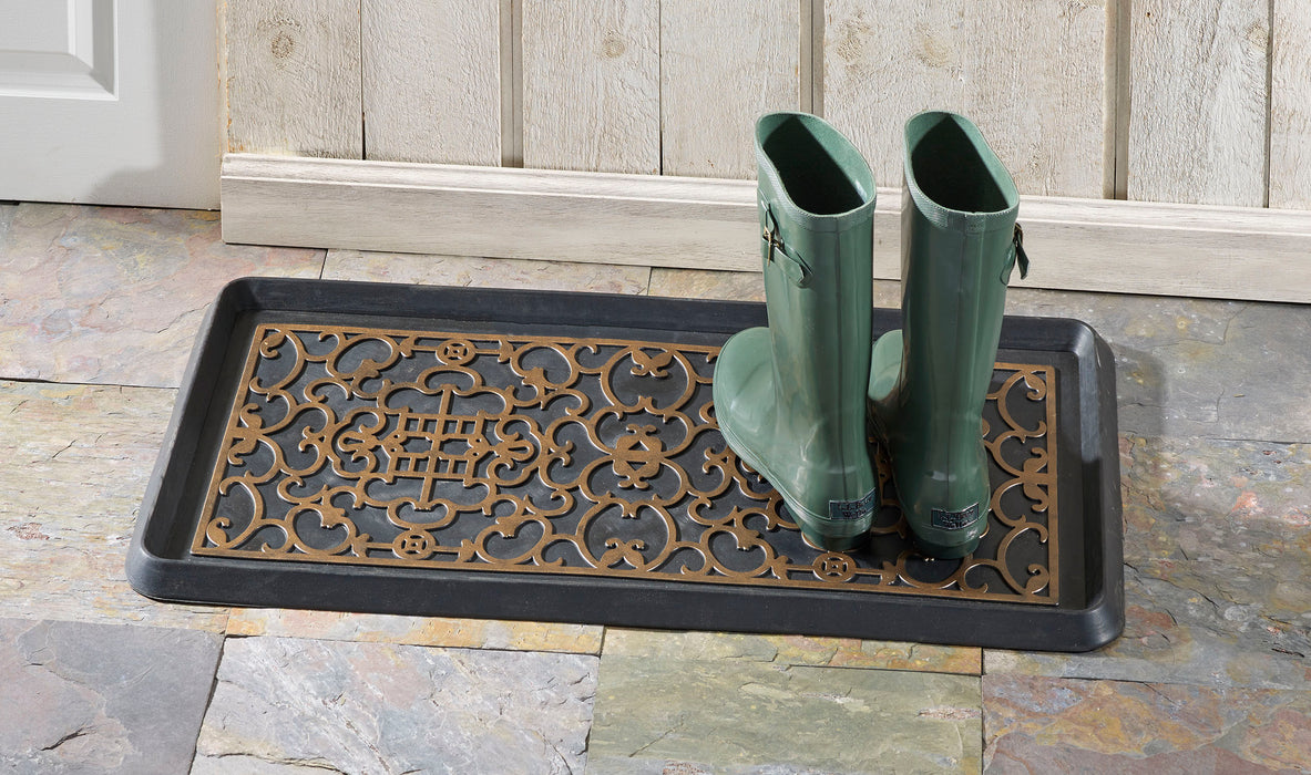 Asian Screen Antique Bronze Boot Tray