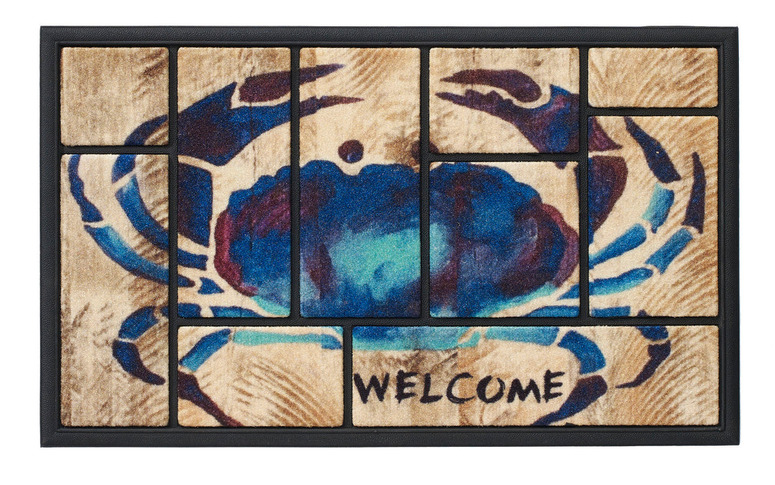 Painterly Crab All-Weather Nylon and Rubber Welcome Doormat 18x30