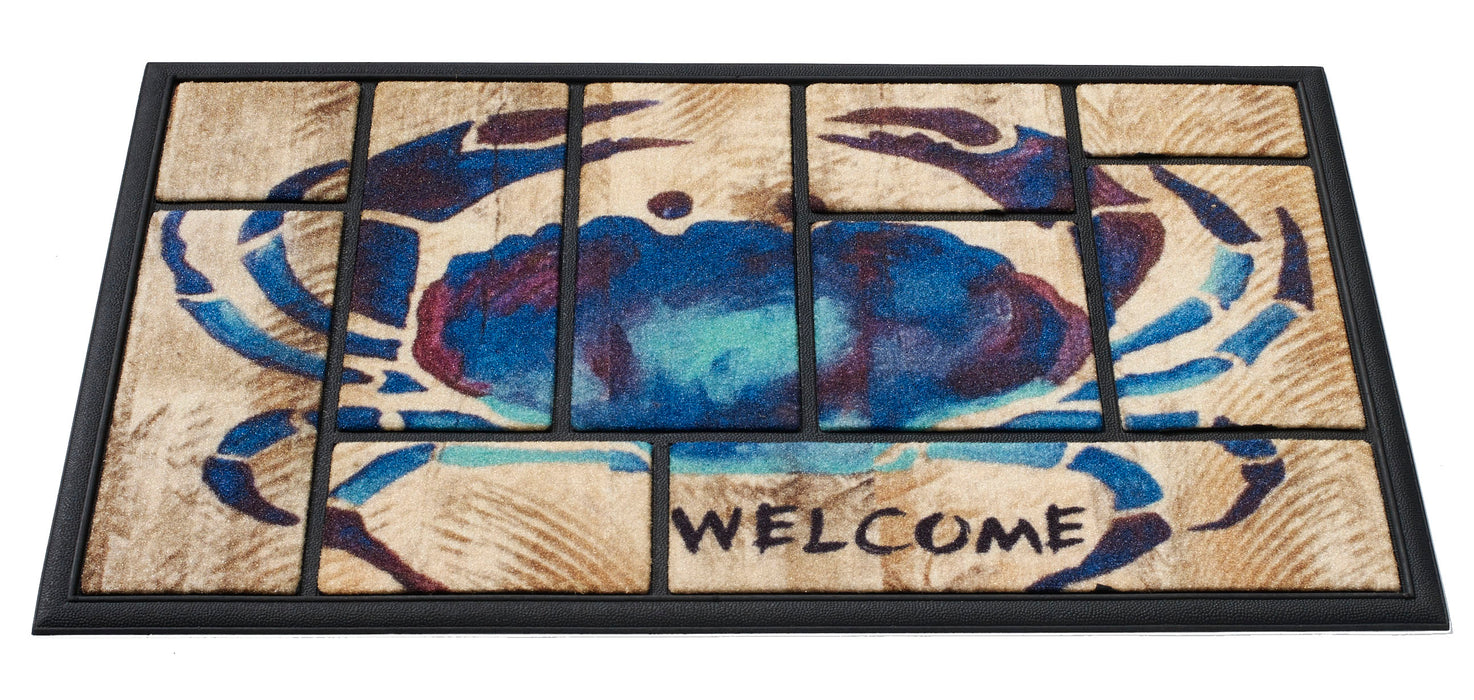 Painterly Crab All-Weather Nylon and Rubber Welcome Doormat 18x30