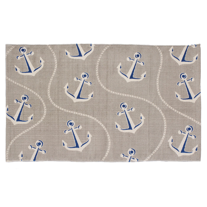 Anchor Flatwoven Cotton Dhurrie Accent Rug 21x34