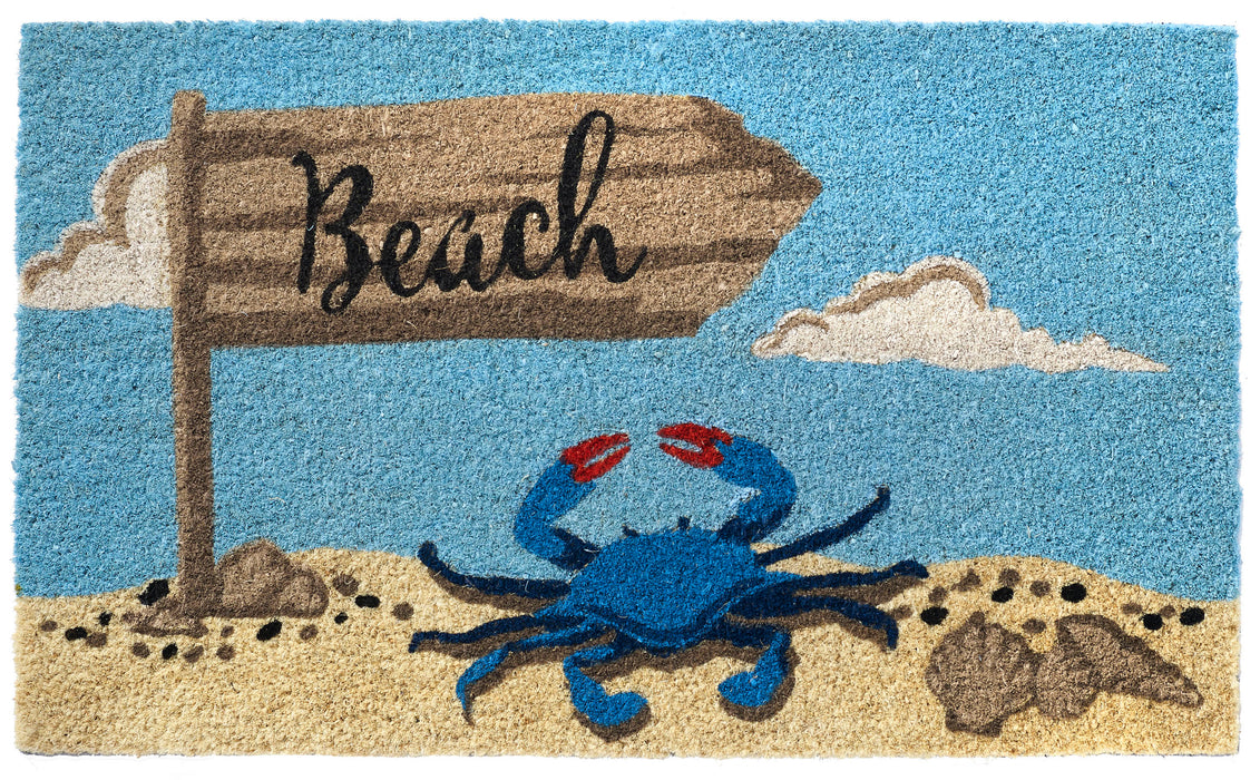 Beach Sign Crab Doormat