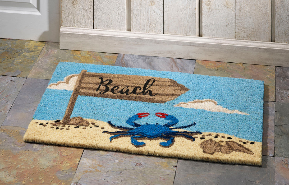 Beach Sign Crab Doormat