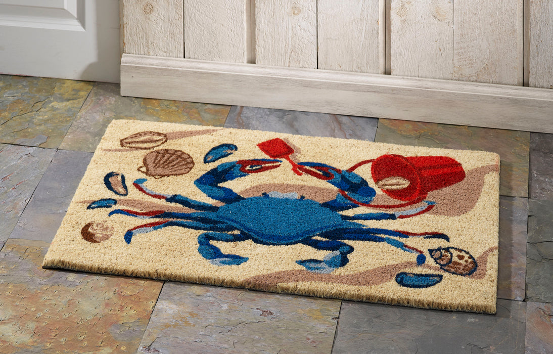 Beach Play Crab Natural Fiber Printed Coir Doormat 18x30