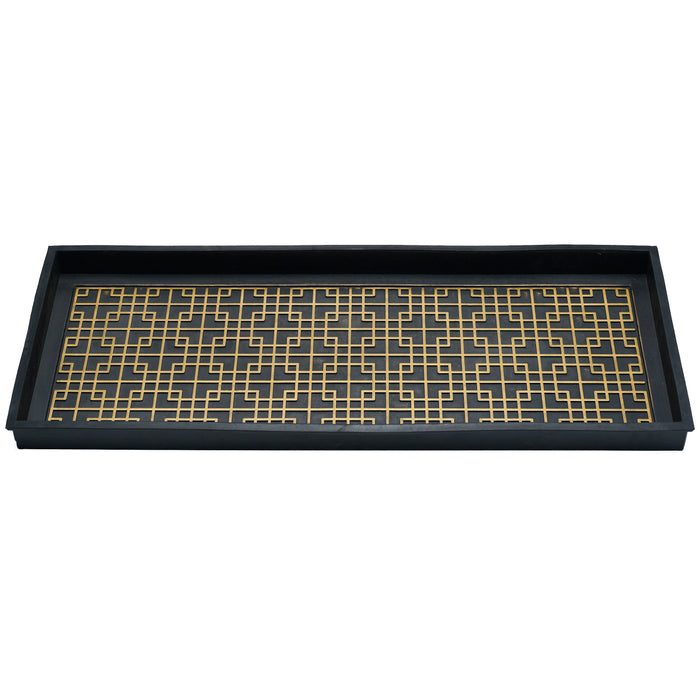 Logan Rubber Boot Tray With Brass Highlights 34x14