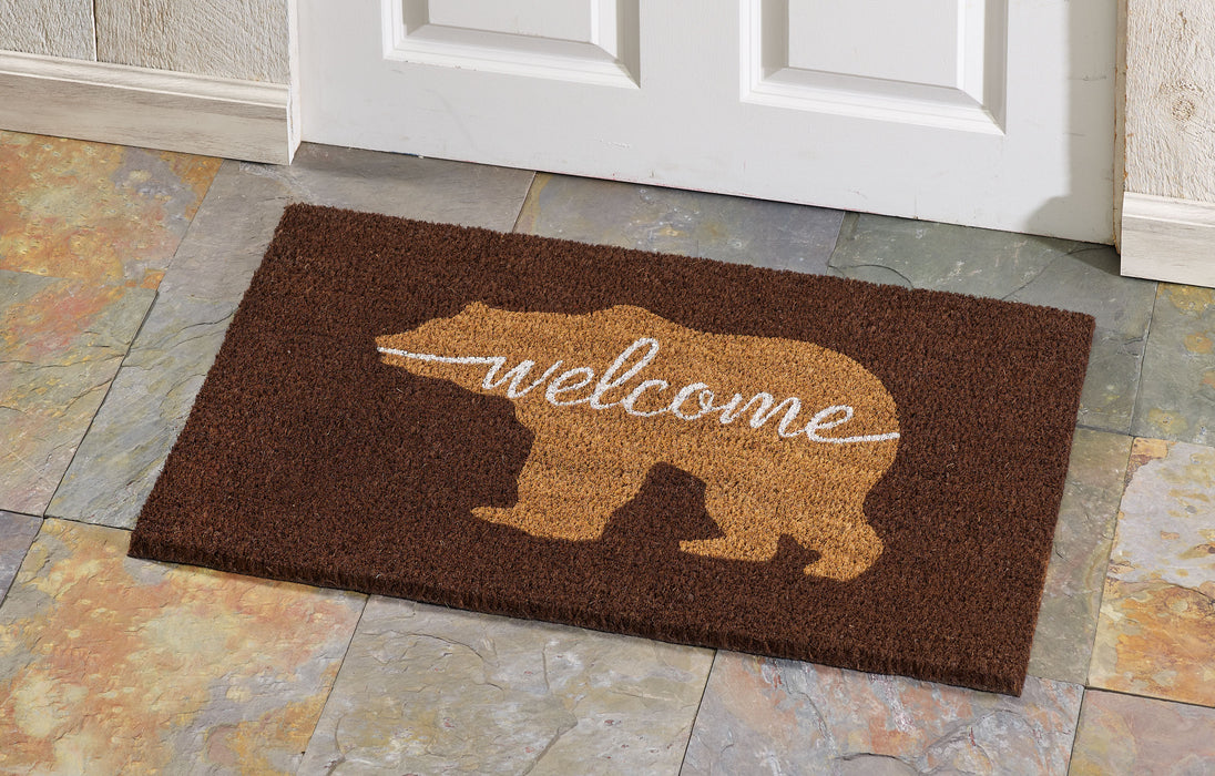 Bear Natural Fiber Printed Coir Welcome Doormat 18x30